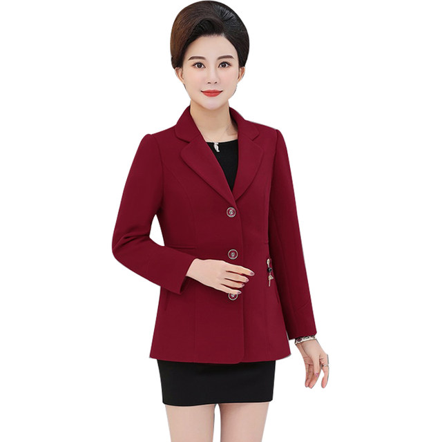 
Spring and Autumn Jacket 2022 Middle-aged Women's Suit Middle-aged and Elderly Mother Wearing 50 Years Old Slim Small Suit Short Top