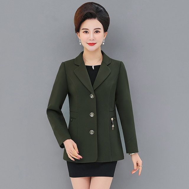 
Spring and Autumn Jacket 2022 Middle-aged Women's Suit Middle-aged and Elderly Mother Wearing 50 Years Old Slim Small Suit Short Top