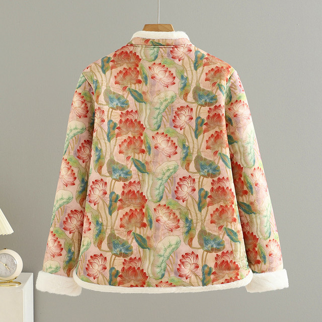 
Mother's winter clothing plus velvet and thickened cotton-padded clothes, old lady's coat, middle-aged and elderly light and warm cotton-padded jacket for women