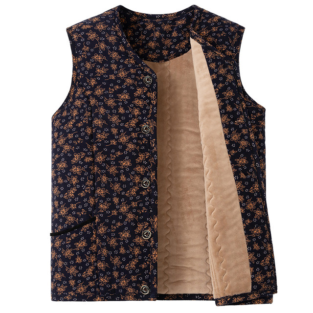 
Middle-aged and elderly women's camel hair vest women's autumn and winter loose large size warm thickened cotton vest vest mother's vest