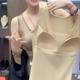 French satin lace camisole women's inner wear with breast pads all-in-one beautiful back bra all-in-one underwear bottoming shirt