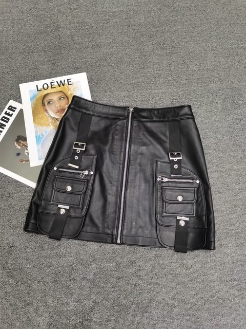 2023 spring and autumn leather skirt female retro old oil wax leather skirt pocket pocket one -step skirt skirt hip skirt