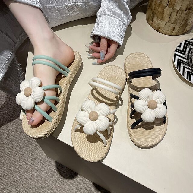 Flower sandals two wear casual home work summer sandals for women wearing Korean style trendy beach flat bottom