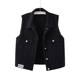 Black denim vest, short lady in spring and autumn, loose and versatile casual woolen edgeless horses, horses, shoulder jackets