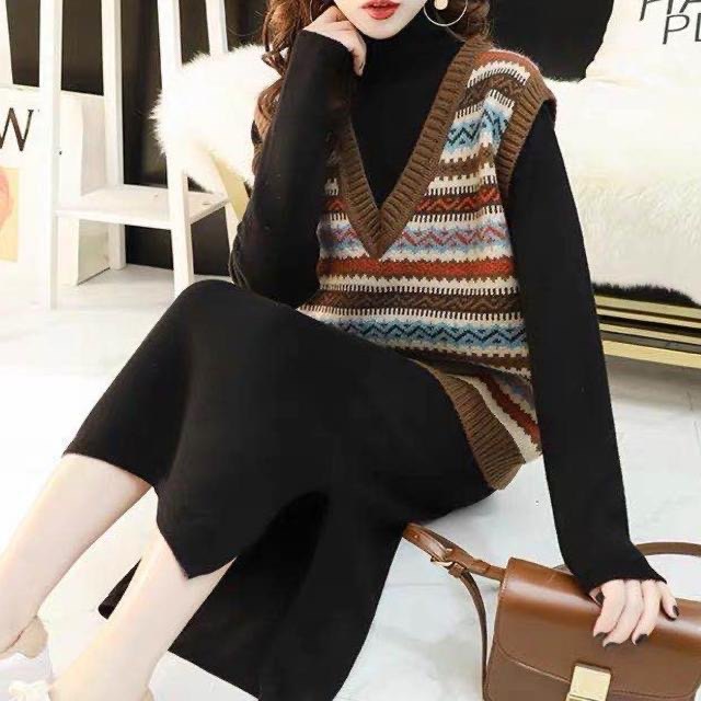 Korean style sweater vest for women autumn and winter style loose outer wear 300Jin [Jin equals 0.5kg] fat mm knitted vest vest vest trendy
