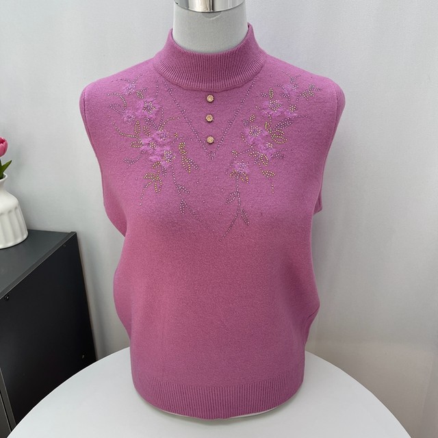 Mom wears velvet thickened grandma sweater for autumn and winter for women loose velvet warm knitted base shirt for middle-aged and elderly