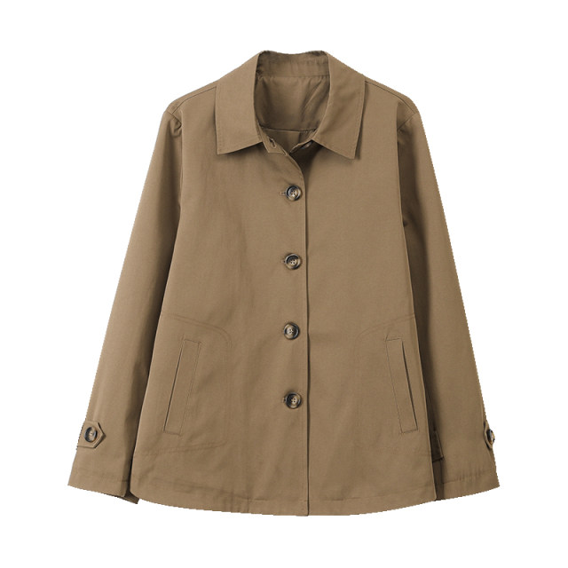 Women's Trench Coat Short Loose 2025 Spring and Autumn New Middle-aged Small Mom Casual Large Size Single Breasted Jacket