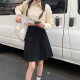 Large size high-waisted gray skirt for women in spring and summer design pleated skirt mid-skirt college style retro slim A-line skirt