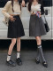 Large size high-waisted gray skirt for women in spring and summer design pleated skirt mid-skirt college style retro slim A-line skirt