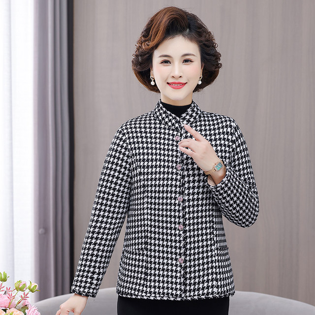 Warm cotton coats for middle-aged and elderly mothers, thickened small cotton-padded jackets, camel velvet cotton-padded clothes, elderly coats, winter coats, plus velvet home liner