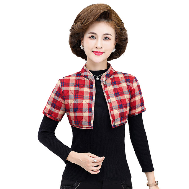Middle -aged and elderly women's women's clothing keeps sleeping with sleeve horses horses, mother camel poured shoulders, winter thickened and inside, and shoulder -shoulder vest