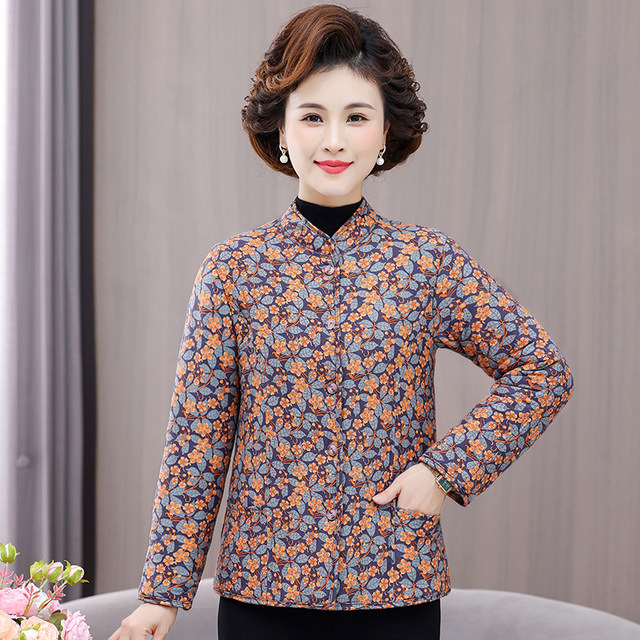 Warm cotton coats for middle-aged and elderly mothers, thickened small cotton-padded jackets, camel velvet cotton-padded clothes, elderly coats, winter coats, plus velvet home liner