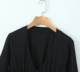 Ins blogger style black waisted flared sleeves V-neck shirt short French hot girl niche base shirt