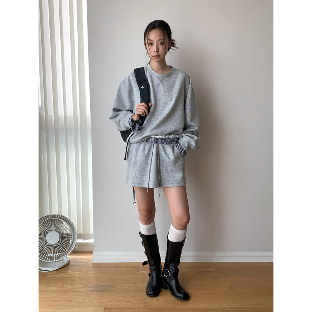 AMBOSC autumn new product simple leisure sports solid colors lace -up skirt female A -character relaxation sweater skirt