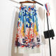 Dopamine color oil painting graffiti pleated skirt for women in spring and summer 2025 new printed skirt pleated skirt