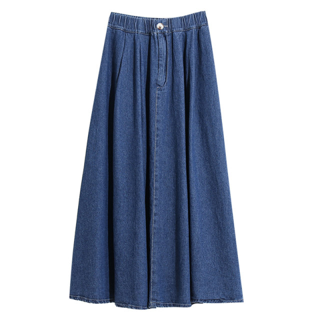 2025 new pocket large sway high waist A-line denim skirt skirt women's winter small skirt umbrella skirt long skirt
