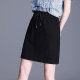 Black skirt for women's short spring and summer high waist casual lace-up pure cotton slimming hip-covering sports hip-covering A-line skirt trendy