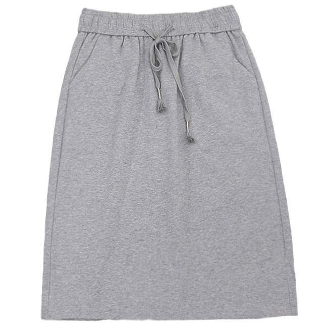 Spring and summer new fashion leisure sports ins, thin middle skirt sweater, cotton loose waist, pocket pocket half -bodies, hips
