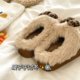 
Leopard print kt cat~! Hot girls ins cute cotton slippers for women with velvet and thick-soled high-heightening fur slippers trendy