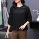 Black French mulberry silk top for women with three-quarter sleeves new fashionable casual chic age-reducing loose large-size top for women
