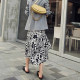 2024 autumn new design niche mid-length skirt high-waisted temperament printed leopard print irregular skirt for women