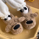 Cute and silly big-nosed dog cotton slippers for men and women, winter outdoor wear, non-slip home indoor warm cotton shoes, swing