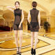 Sexy women's transparent dress Black sauna technician clothing walking nightclub women's dress skirt lady worker summer
