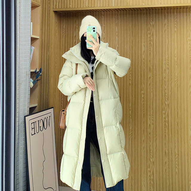 Shiduqi 2025 new 95 white goose down jacket for women with long knee thickened puffs to make them look slim and stand-up collar jacket winter