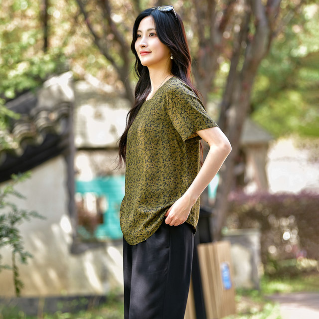 2025    21/8 Mori, Ramie, Early Autumn New Products Simple Literary Basic Crew Neck Pullover Bottom Shirt