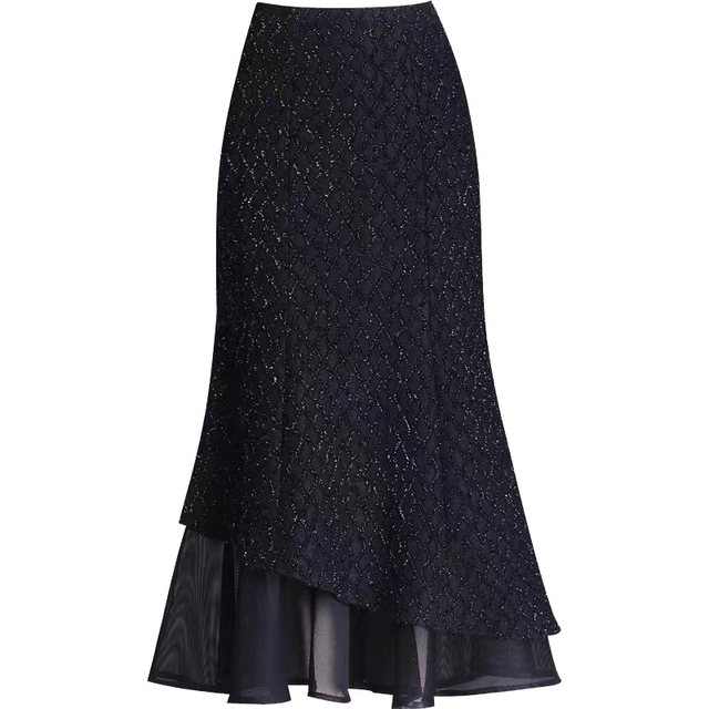 2025 new high waist fish tail hip skirt for women with spring and autumn medium long spring large size slim silk base skirt