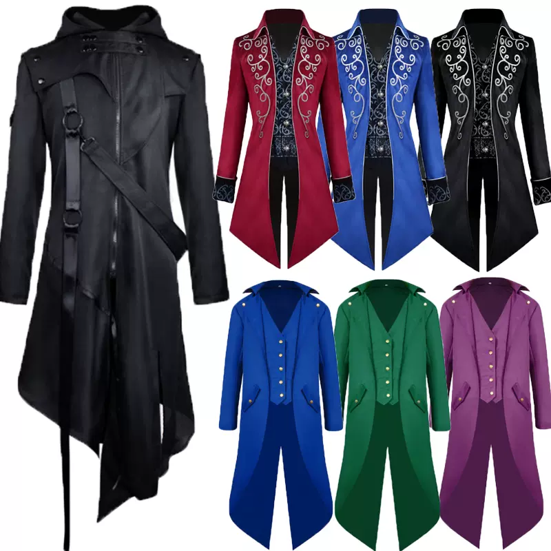 万圣节欧美燕尾服中世纪复古宫廷王子服装哥特式中长朋克男款