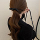 French Maillard retro pu bow hair rope 2024 new style simple niche high-end hair rope with versatile temperament