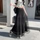 Mesh long skirt tall skirt for women in spring and summer 2025 super hot droop elastic waist A-line pleated skirt long style