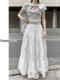 Hong Kong -style high -waist skirt female spring and autumn large size fat MM half skirt A -line cake long skirt artistic sense desire skirt ins