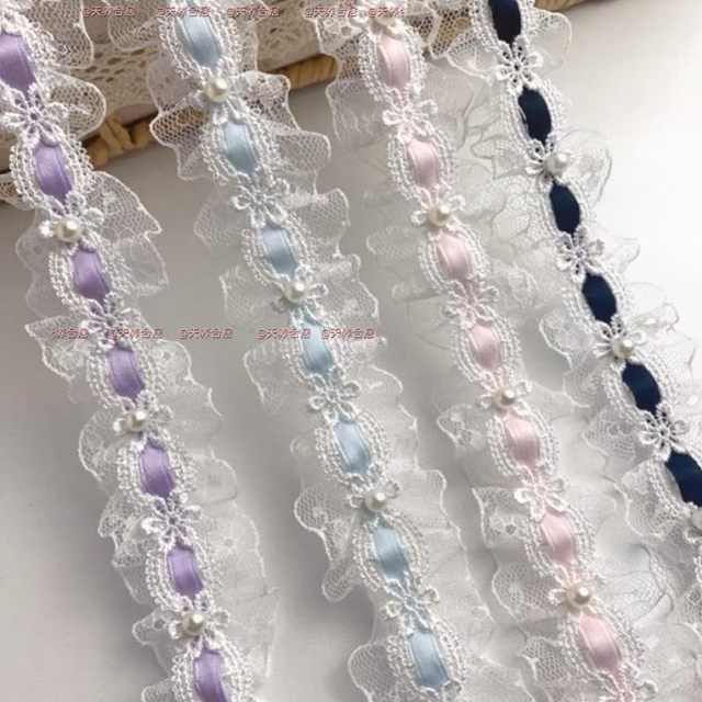 
Bow hollow ribbon DIY pleat hand-made Lolita pain bag auxiliary material wear ribbon lace lace