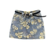 Retro flower printed denim skirt for women 2025 summer new versatile high-waisted slim A-line hip skirt