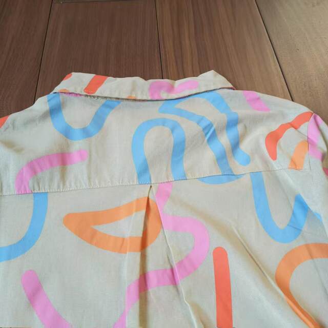 Daily single printed long-sleeved dress for women 2025 spring new POLO collar pure cotton high waist shirt skirt A-line skirt
