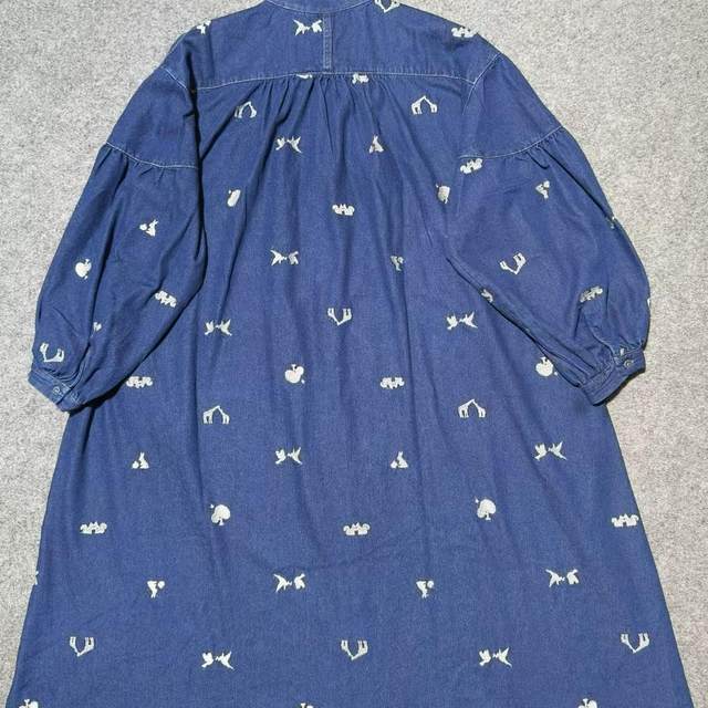 Official website Heavy Industry Embroidery Long Sleeve Denim Dress for Women 2025 Spring New Round Neck Pure Cotton Large Size Shirt Dress
