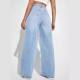 The new Amazon Speed ​​on Cross -border European and American ladies denim jeans women's high -waisted straight tube denim trousers explosion
