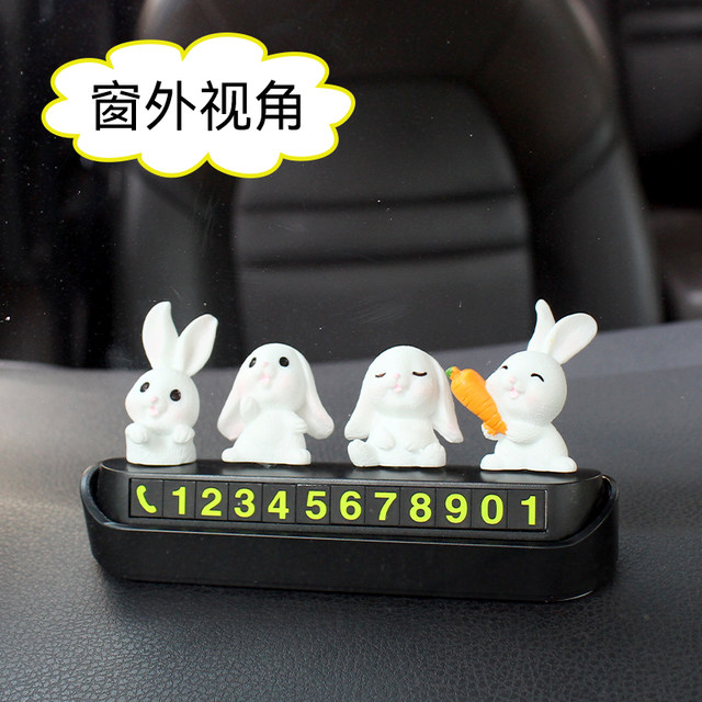 Temporary suspension of car parking number plate Creative rabbits dolls ...