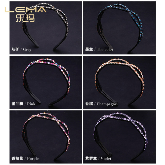 Diamond hoe Korean hair ornament wide bangs hair card simple versatile hair cave head jewelry with teeth anti -sliding head hoop
