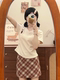 
High-end rainbow gray polka dot v-neck short-sleeved women's flocking cartoon embroidered shoulder T-shirt sweet girl style short style without showing waist
