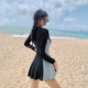 2025 new swimsuit for women's hot spring sun protection professional sports long sleeves conservative slimming belly to cover the belly for hot spring swimming