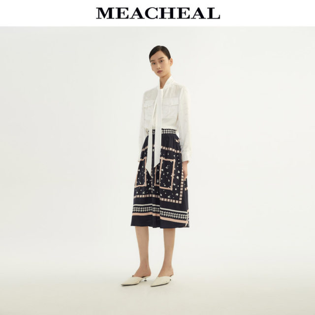 MEACHEAL Michelle Summer New Women's Clothing Yuna Garden Pattern Mulberry Silk Skirt A-line Skirt