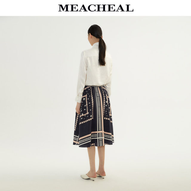 MEACHEAL Michelle Summer New Women's Clothing Yuna Garden Pattern Mulberry Silk Skirt A-line Skirt