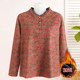
Mom's autumn and winter inner velvet warm top for middle-aged and elderly women large size half turtleneck floral fashionable thickened bottoming shirt