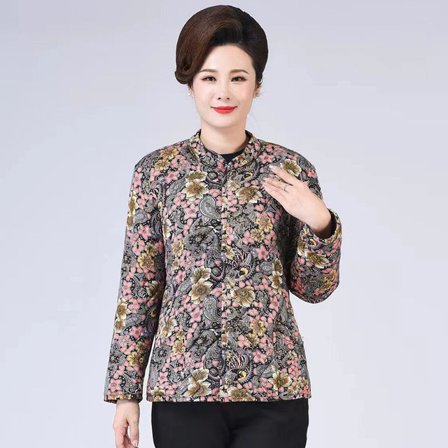 Winter camel hair cotton-padded jacket for middle-aged and elderly women, mother's clothing, extra fat and enlarged, small cotton-padded jacket for home wear 200Jin [Jin equals 0.5kg] cotton clothing