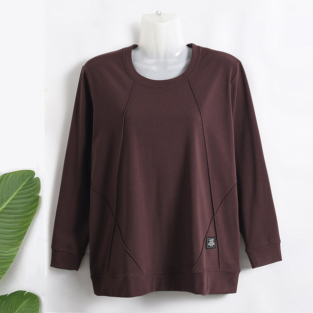 200jin [Jin is equal to 0.5 kg] Middle -aged and elderly ladies double -sided morals warm shirt, autumn and winter, add fat, long -sleeved T -shirt bottoming shirt