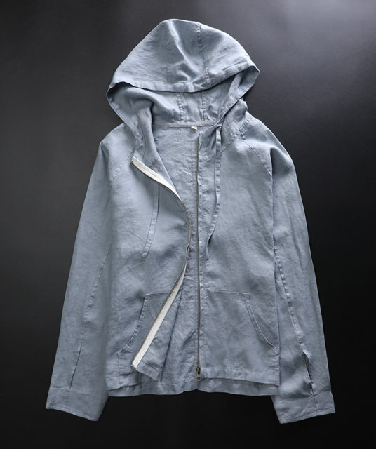 Pure linen hooded zipper sun protection cardigan women's air conditioning blouse, sesame white thin coat short top summer