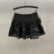Lace spliced ​​cake skirt for women 2025 summer new design strap zipper a line puff short skirt